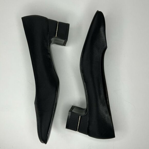 Salvatore Ferragamo Black Satin‎ Rhinestone Crystal Heels Size 6 B - Picture 3 of 10